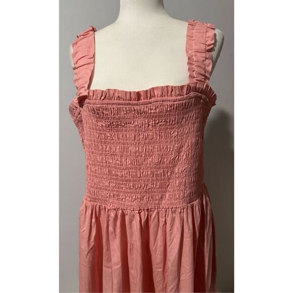 Abercrombie & Fitch smocked Bodice easy maxi dress in pink with pockets XXLT - Picture 9 of 10